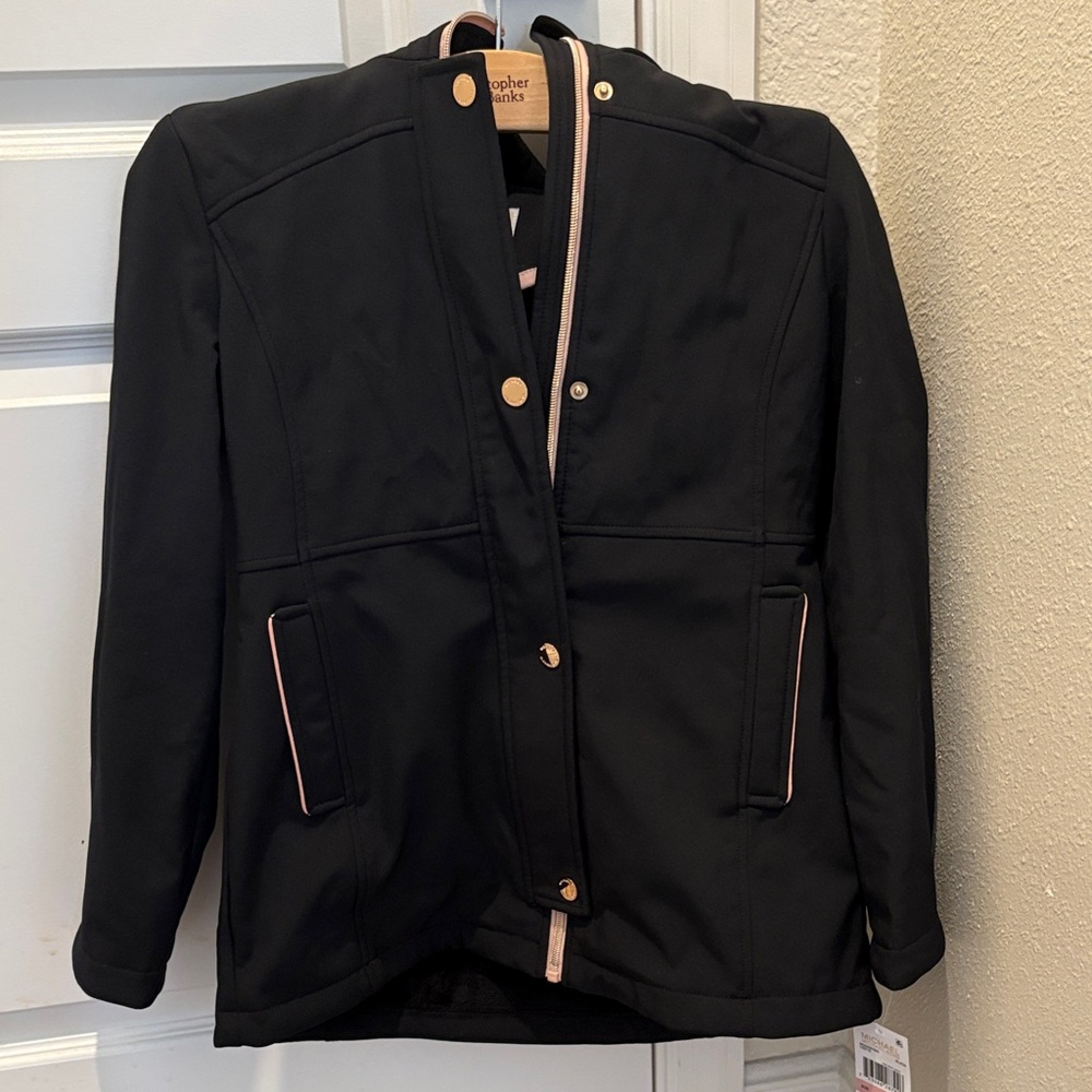 Michael Kors Black Bomber Jacket with Pink Accents